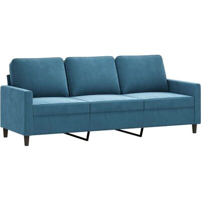 Vidaxl Blåt Fløjl 3-Sæders Sofa - Sofa Vidaxl Blåt Fløjl 3-Sæders Sofa - Sofa