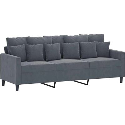 vidaXL - 3-Sitzer Dunkelgrau Samtsofa - Sofa vidaXL - 3-Sitzer Dunkelgrau Samtsofa - Sofa