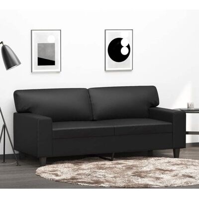 Vidaxl Schwarzes Kunstleder 2-Sitzer Sofa - Sofa Vidaxl Schwarzes Kunstleder 2-Sitzer Sofa - Sofa