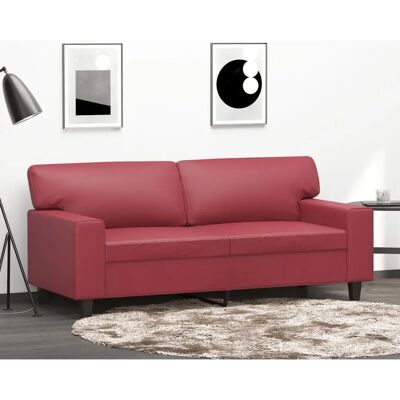VIDAXL Rote Wein 2-Sitzer Sofa - Langlebig Kunstleder VIDAXL Rote Wein 2-Sitzer Sofa - Langlebig Kunstleder