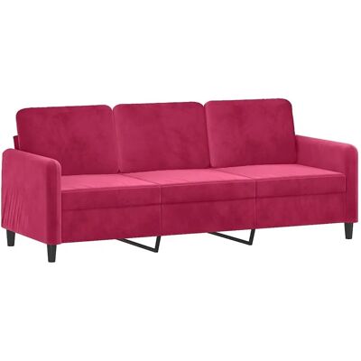 Vidaxl Samtsofa 3-Sitzer - Modern Weinrot 180cm Vidaxl Samtsofa 3-Sitzer - Modern Weinrot 180cm