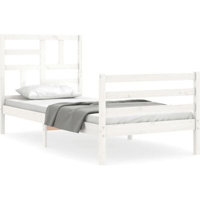 vidaXL Sängram Vit - Massivt furu, 120x190 cm vidaXL Sängram Vit - Massivt furu, 120x190 cm