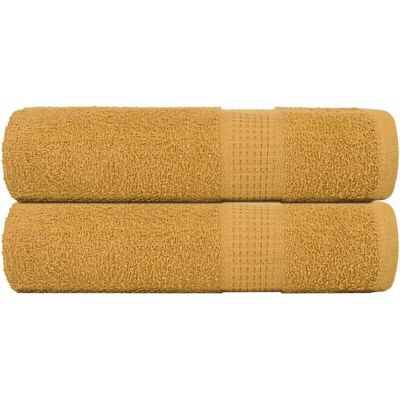 vidaXL Goldene 70x140 cm Baumwoll Duschtücher - 2 Stück vidaXL Goldene 70x140 cm Baumwoll Duschtücher - 2 Stück