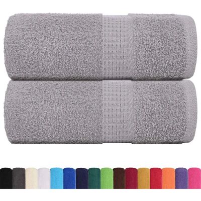 vidaXL Baumwoll Seifentücher 2 Stk Grau - Handtücher vidaXL Baumwoll Seifentücher 2 Stk Grau - Handtücher