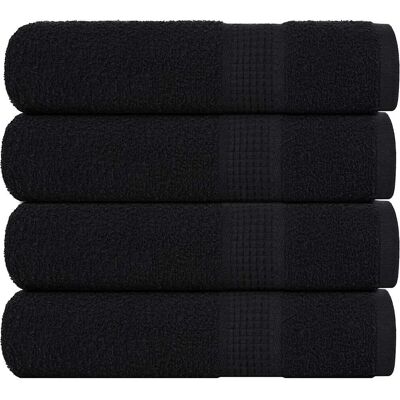 vidaXL Schwarze Baumwoll-Duschtücher - 4 Stück - 70x140 cm vidaXL Schwarze Baumwoll-Duschtücher - 4 Stück - 70x140 cm