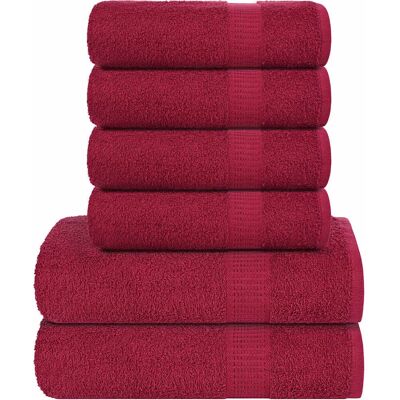 vidaXL 6 stuks Handdoek Set Bordeaux - Towel Set vidaXL 6 stuks Handdoek Set Bordeaux - Towel Set