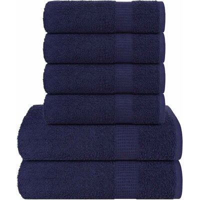 vidaXL Navy Blue 6 Stück Baumwoll Handtuch-Set vidaXL Navy Blue 6 Stück Baumwoll Handtuch-Set