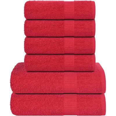 vidaXL 6-teiliges Handtuch-Set Rot - Baumwolle vidaXL 6-teiliges Handtuch-Set Rot - Baumwolle