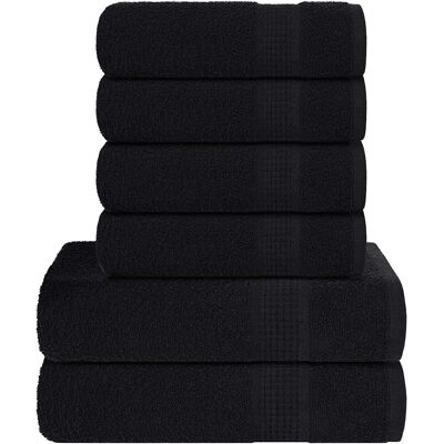 vidaXL 6-teiliges Handtuch-Set Schwarz - Baumwolle, Saugfähig, OEKO-TEX vidaXL 6-teiliges Handtuch-Set Schwarz - Baumwolle, Saugfähig, OEKO-TEX