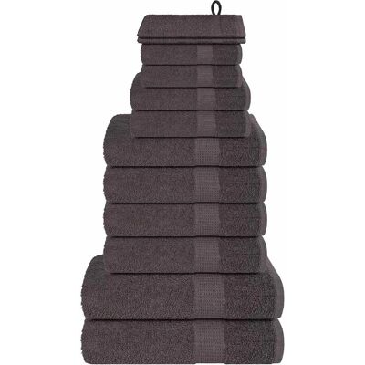Set de 12 Serviettes en Coton Anthracite vidaXL - Usage Domestique & Commercial Set de 12 Serviettes en Coton Anthracite vidaXL - Usage Domestique & Commercial