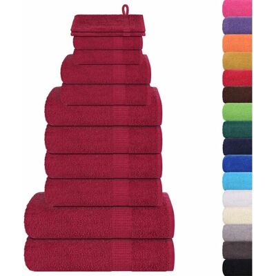 vidaXL 12-teiliges Badetuch-Set Bordeaux - Bad- & Handtücher vidaXL 12-teiliges Badetuch-Set Bordeaux - Bad- & Handtücher