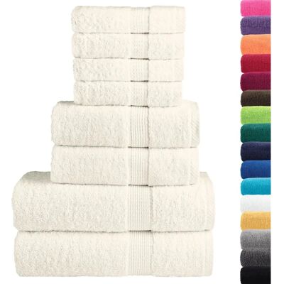 vidaXL Premium Handtuch-Set - 8 Stück - Creme - Badetücher vidaXL Premium Handtuch-Set - 8 Stück - Creme - Badetücher