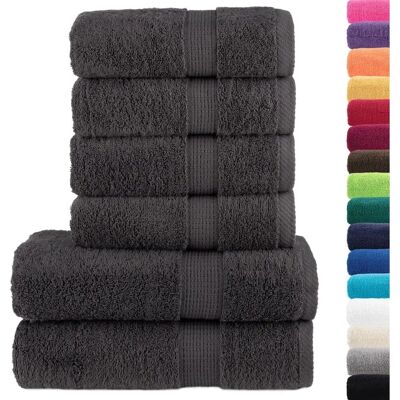vidaXL Premium Handtuch-Set - 6 Stück - Anthrazit - Badetücher vidaXL Premium Handtuch-Set - 6 Stück - Anthrazit - Badetücher