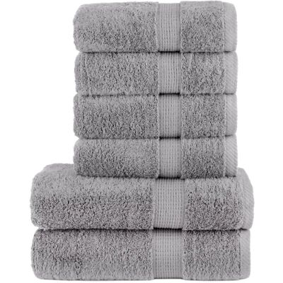 vidaXL Premium Handtuch-Set - 6 Stück Grau - Badetücher vidaXL Premium Handtuch-Set - 6 Stück Grau - Badetücher