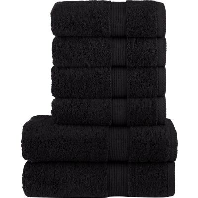 vidaXL Premium Handdoekenset - 6 Stuks - Zwart - Badhanddoeken vidaXL Premium Handdoekenset - 6 Stuks - Zwart - Badhanddoeken