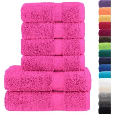 vidaXL Roze Premium Handdoekenset - Bad & Douche - 6 stuks vidaXL Roze Premium Handdoekenset - Bad & Douche - 6 stuks
