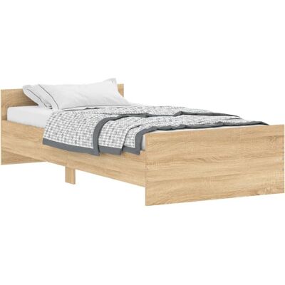 vidaXL Bed Frame with Sonoma Oak Finish - Bed Frame vidaXL Bed Frame with Sonoma Oak Finish - Bed Frame
