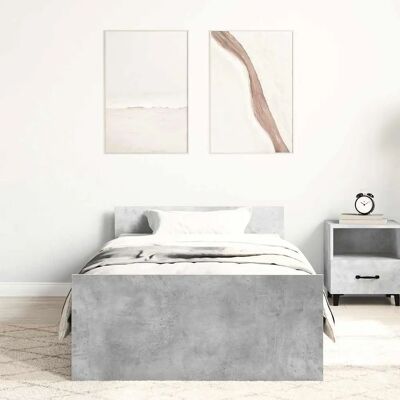 vidaXL Bed Frame Concrete Grey 90x200 cm - Bed Frame with Headboard & Footboard vidaXL Bed Frame Concrete Grey 90x200 cm - Bed Frame with Headboard & Footboard