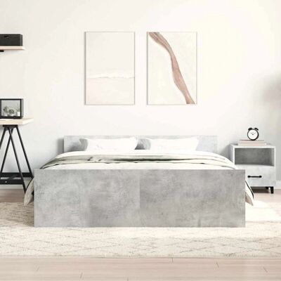 vidaXL Bed Frame 150x200cm Grijs - Met hoofdbord & voetbord vidaXL Bed Frame 150x200cm Grijs - Met hoofdbord & voetbord
