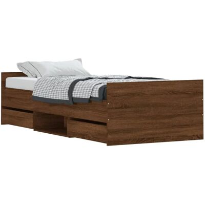 vidaXL Bettgestell - Braun Eiche - 100x200 cm - Robust & Elegant vidaXL Bettgestell - Braun Eiche - 100x200 cm - Robust & Elegant
