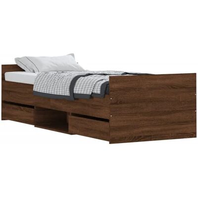 vidaXL Bettgestell Braun Eiche 75x190cm - Langlebig & Einfacher Aufbau vidaXL Bettgestell Braun Eiche 75x190cm - Langlebig & Einfacher Aufbau