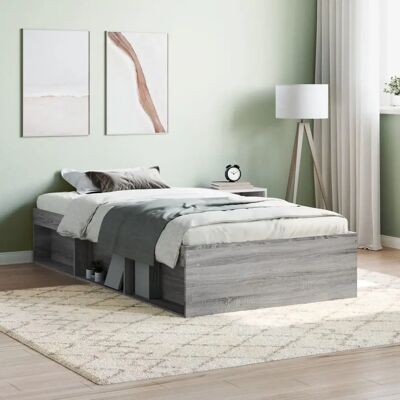 vidaXL Grey Sonoma Bed Frame - 90x190 cm - Bed Frame with Storage vidaXL Grey Sonoma Bed Frame - 90x190 cm - Bed Frame with Storage