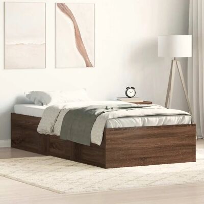 vidaXL Bettgestell Braun Eichen-Optik - 90 x 190 cm - Bettgestell vidaXL Bettgestell Braun Eichen-Optik - 90 x 190 cm - Bettgestell