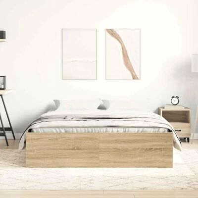 vidaXL Sonoma Eik Bed Frame - 140x200 cm - Modern & Duurzaam vidaXL Sonoma Eik Bed Frame - 140x200 cm - Modern & Duurzaam