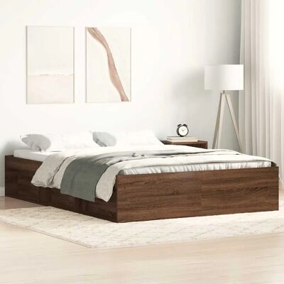 vidaXL Bed Frame Bruin Eiken 140x200 cm - Bed Frame vidaXL Bed Frame Bruin Eiken 140x200 cm - Bed Frame