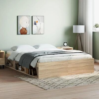 vidaXL Eikenhouten Sonoma 160x200 cm Bedframe - Modern, Duurzaam, Gemakkelijk te Montage vidaXL Eikenhouten Sonoma 160x200 cm Bedframe - Modern, Duurzaam, Gemakkelijk te Montage