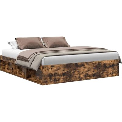 vidaXL Gerookte Eik 200x200 cm Bed Frame - Ondersteuning & Opbergruimte vidaXL Gerookte Eik 200x200 cm Bed Frame - Ondersteuning & Opbergruimte
