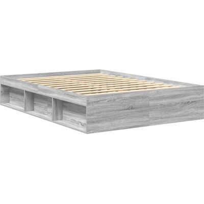 vidaXL Graues Sonoma Bettgestell - Small Double, Modell 120x190 cm vidaXL Graues Sonoma Bettgestell - Small Double, Modell 120x190 cm