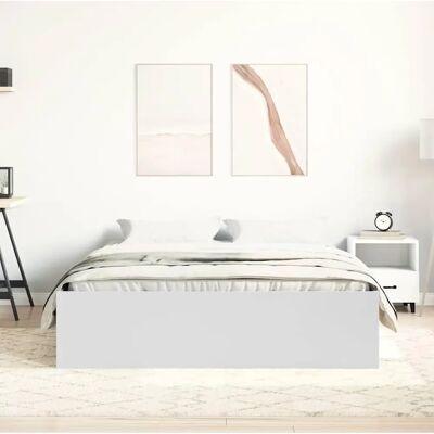 vidaXL Bed Frame Wit 140x190 cm - Bed Frame vidaXL Bed Frame Wit 140x190 cm - Bed Frame