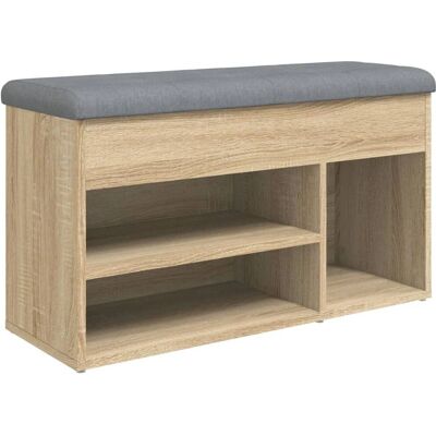 vidaXL - Schoenenbank - 82x32x45,5 cm - bewerkt - Holz - Sonoma Eikenkleurig vidaXL - Schoenenbank - 82x32x45,5 cm - bewerkt - Holz - Sonoma Eikenkleurig