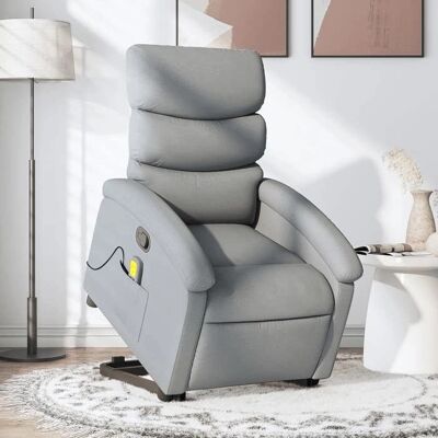 vidaXL hellgrauer Stoff Relaxsessel mit Aufstehhilfe - Massage Sessel vidaXL hellgrauer Stoff Relaxsessel mit Aufstehhilfe - Massage Sessel