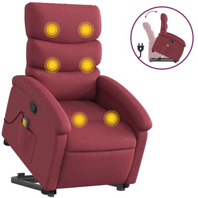 vidaXL Massagesessel mit Aufstehhilfe Stoff Weinrot Mit Massage vidaXL Massagesessel mit Aufstehhilfe Stoff Weinrot Mit Massage