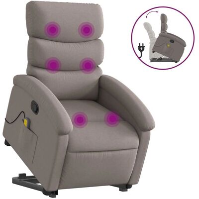 vidaXL Massagesessel mit Aufstehhilfe Stoff Taupe - Massage, Manuell vidaXL Massagesessel mit Aufstehhilfe Stoff Taupe - Massage, Manuell