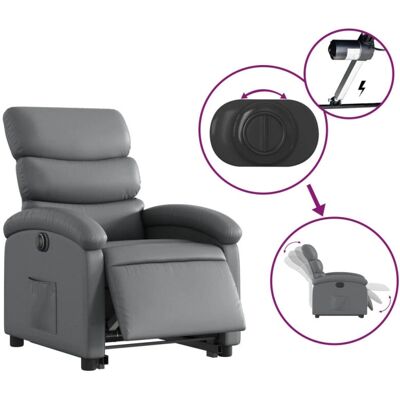 vidaXL Massagesessel Mit Aufstehhilfe Kunstleder Grau - Recliner Armchair with Lift vidaXL Massagesessel Mit Aufstehhilfe Kunstleder Grau - Recliner Armchair with Lift