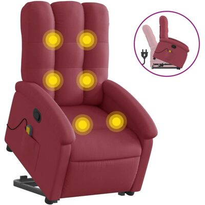 vidaXL Massagesessel Mit Aufstehhilfe Stoff Weinrot - Manuell Reclinierstuhl vidaXL Massagesessel Mit Aufstehhilfe Stoff Weinrot - Manuell Reclinierstuhl