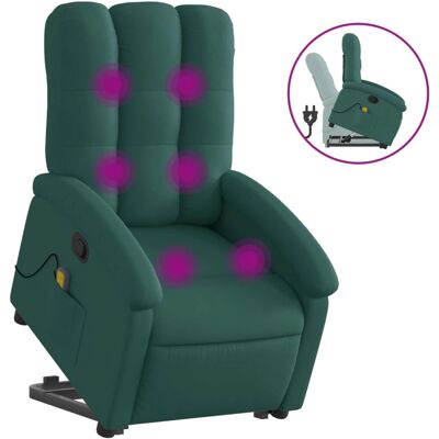 vidaXL Relaxsessel Mit Aufstehhilfe Stoff Dunkelgrün Mit Massage vidaXL Relaxsessel Mit Aufstehhilfe Stoff Dunkelgrün Mit Massage