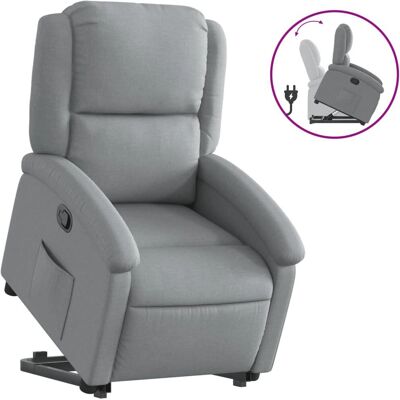 vidaXL Massagesessel Mit Aufstehhilfe Stoff Hellgrau - 110kg vidaXL Massagesessel Mit Aufstehhilfe Stoff Hellgrau - 110kg
