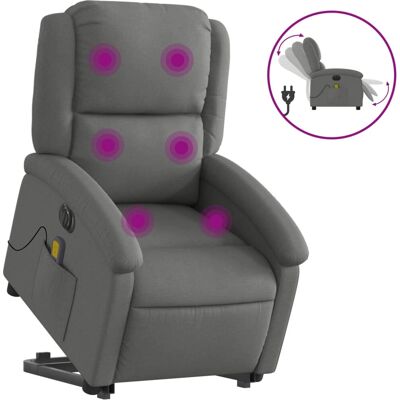 vidaXL Massagesessel Mit Aufstehhilfe Stoff Dunkelgrau - Manu vidaXL Massagesessel Mit Aufstehhilfe Stoff Dunkelgrau - Manu