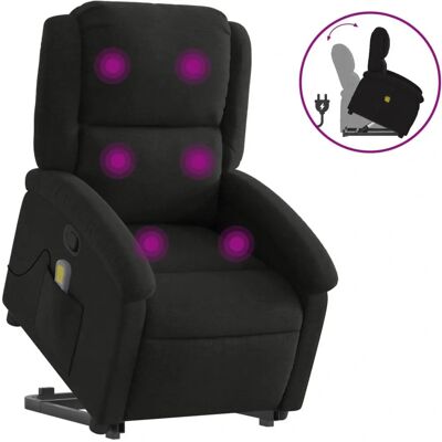 Sillón reclinable de masaje elevable tela negro VidaXL - Muebles Sillón reclinable de masaje elevable tela negro VidaXL - Muebles