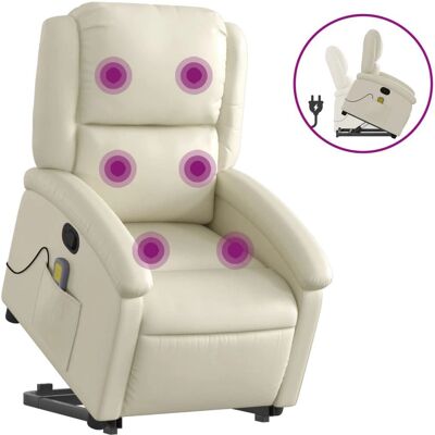 vidaXL Massagesessel mit Aufstehhilfe - Creme, Verstellbar, Massage vidaXL Massagesessel mit Aufstehhilfe - Creme, Verstellbar, Massage