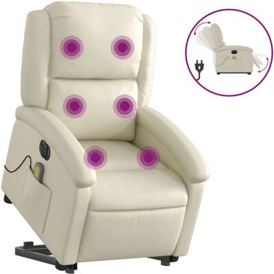 vidaXL Sessel mit Aufstehhilfe - Elektrisch verstellbar - Kunstleder Creme vidaXL Sessel mit Aufstehhilfe - Elektrisch verstellbar - Kunstleder Creme