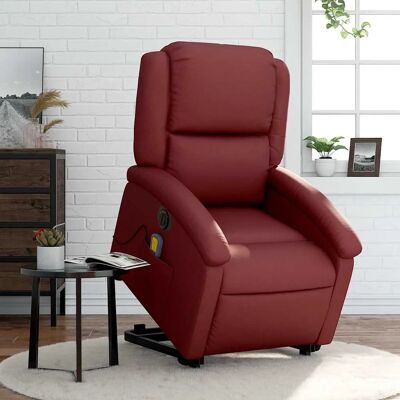 Sillón de masaje elevable eléctrico cuero artificial rojo vidaXL - Publicité Sillón de masaje elevable eléctrico cuero artificial rojo vidaXL - Publicité
