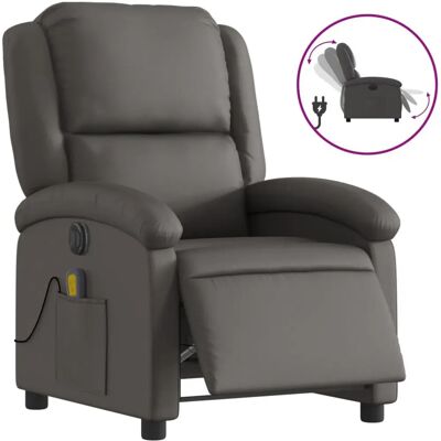 vidaXL Fauteuil Relax Électrique Cuir Gris - Fauteuil inclinable électrique - Publicité vidaXL Fauteuil Relax Électrique Cuir Gris - Fauteuil inclinable électrique - Publicité