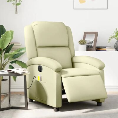 fauteuil de massage électrique en cuir crème, inclinaison 135° - Publicité fauteuil de massage électrique en cuir crème, inclinaison 135° - Publicité