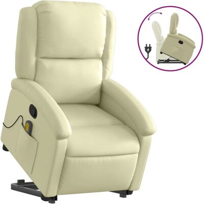 vidaXL Polsterstuhl - Echtes Leder, Creme, Manuell recline vidaXL Polsterstuhl - Echtes Leder, Creme, Manuell recline