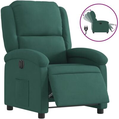 Fauteuil inclinable électrique VidaXL - Velours Vert Foncé Fauteuil inclinable électrique VidaXL - Velours Vert Foncé